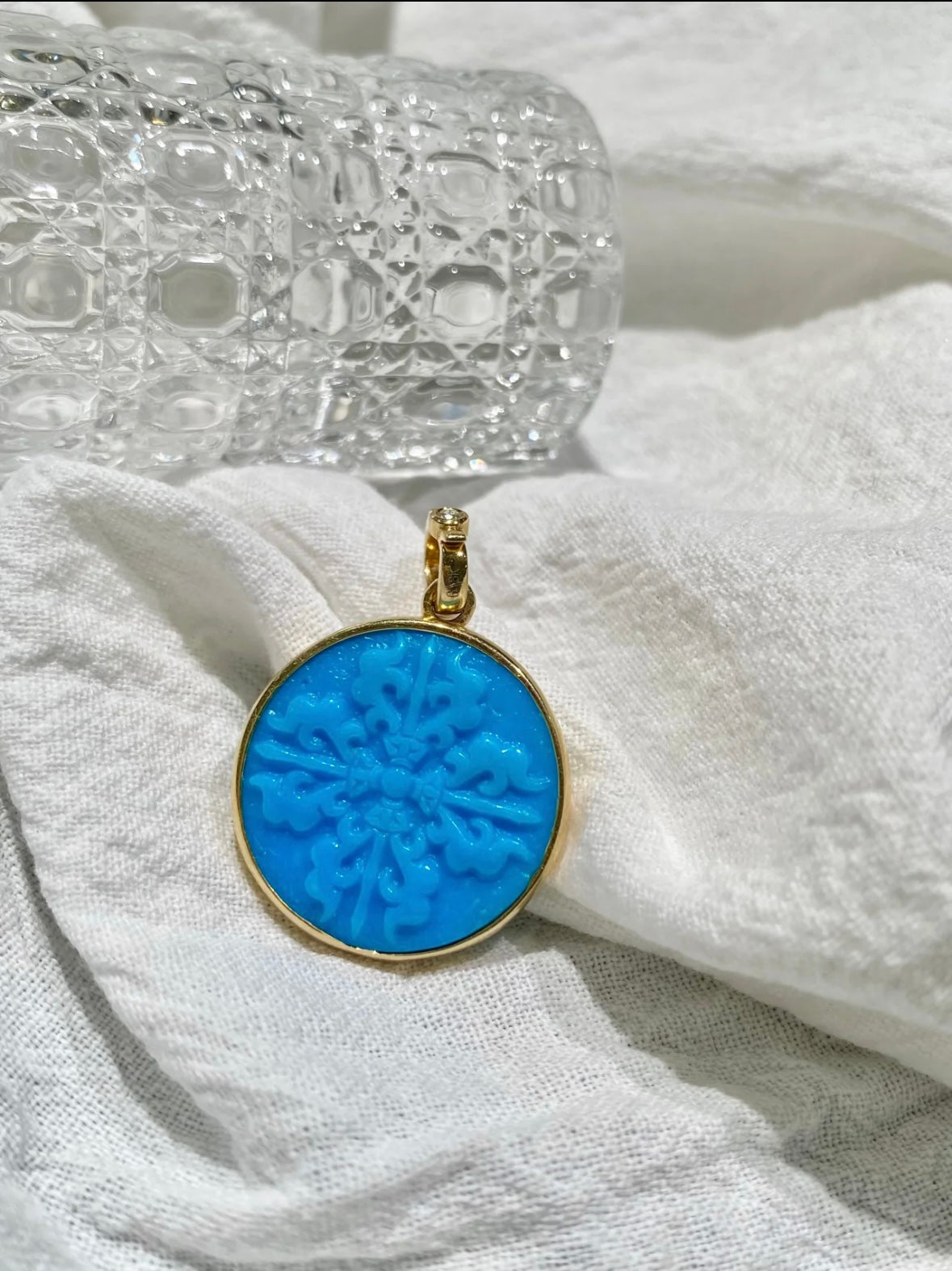 绿松石精工雕刻九宫格