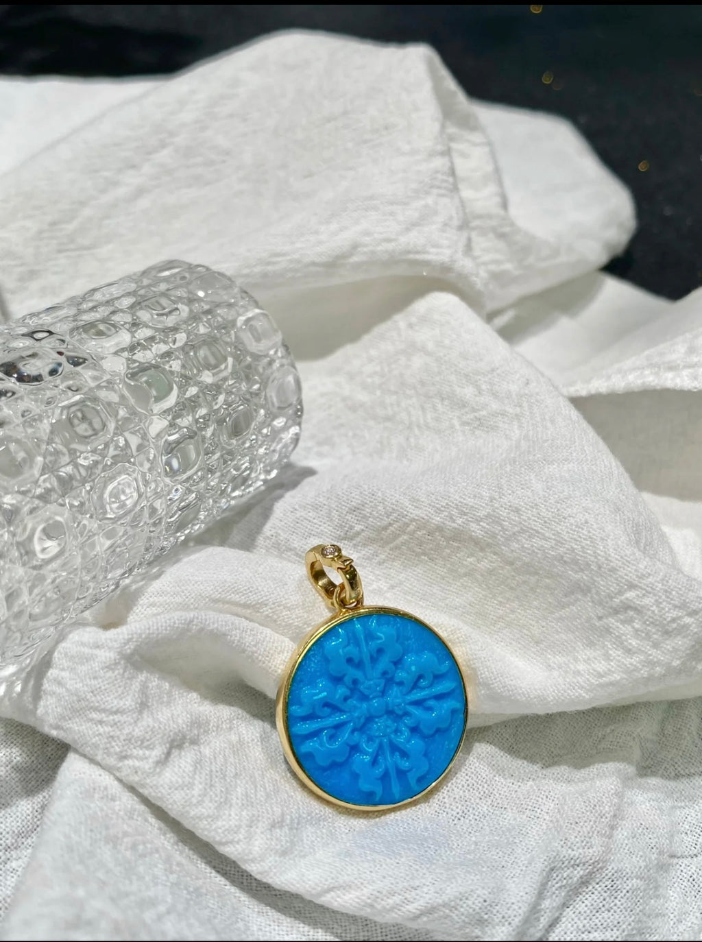 绿松石精工雕刻九宫格