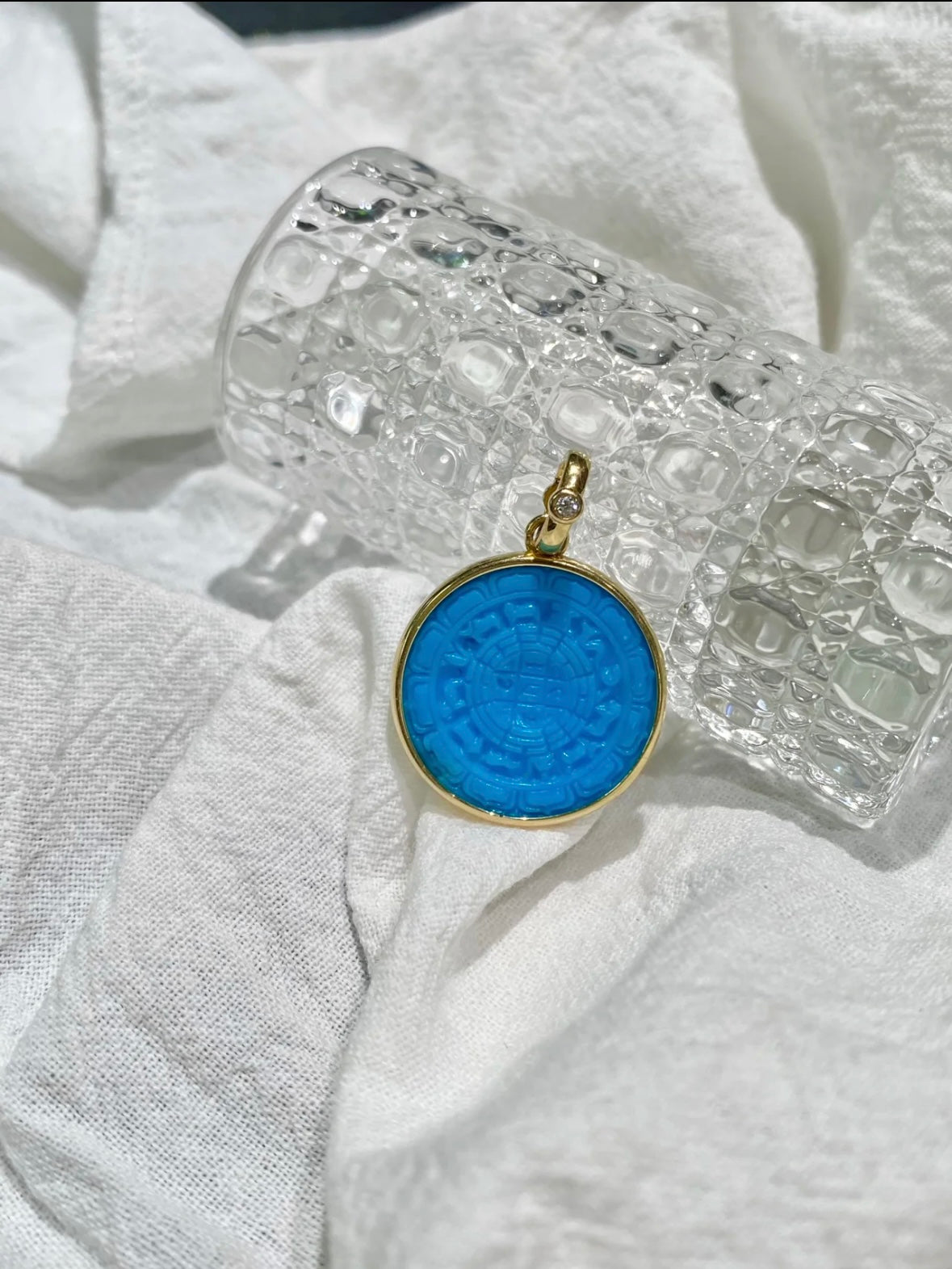 绿松石精工雕刻九宫格