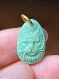 Hand-Carved Turquoise Cat Pendant