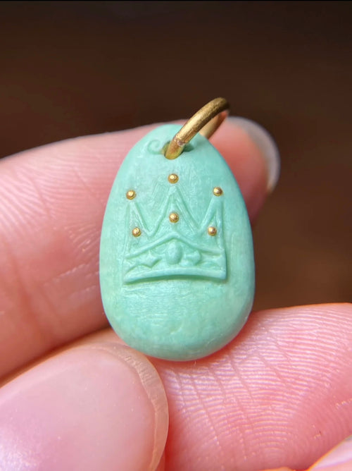 Hand-Carved Turquoise Cat Pendant