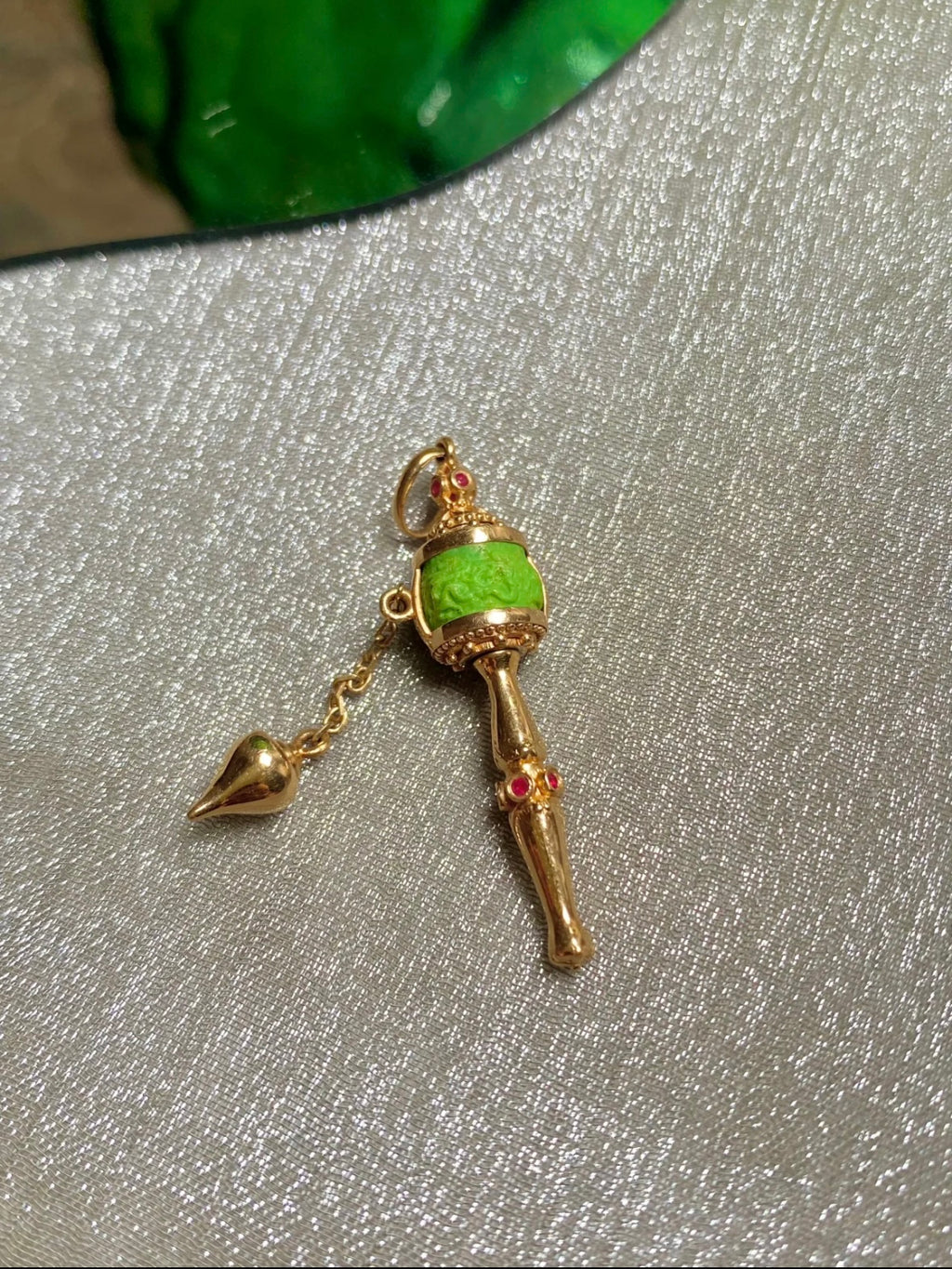 Hand-Carved Turquoise Tibetan Prayer Wheel Pendant