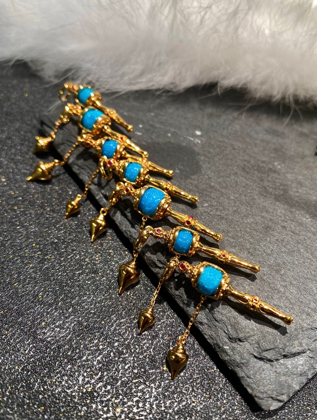 Hand-Carved Turquoise Tibetan Prayer Wheel Pendant