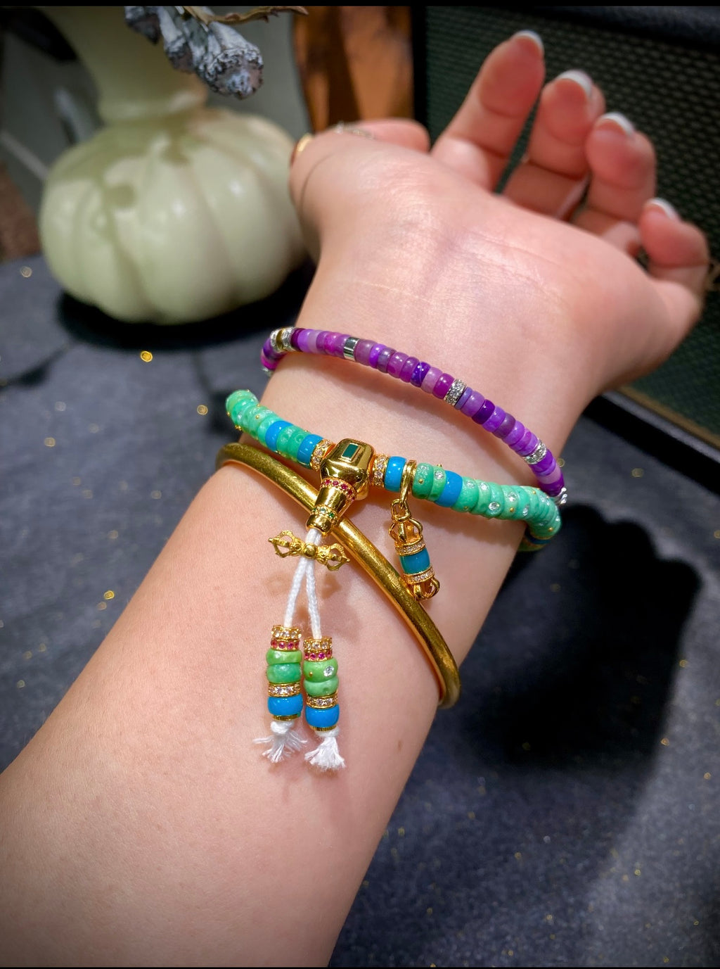 Natural Turquoise Playable Bead Bracelet · High-Density Turquoise Jewelry