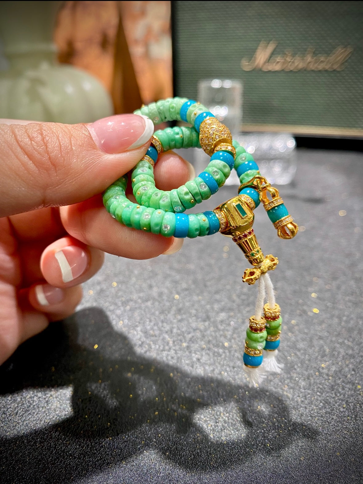 Natural Turquoise Playable Bead Bracelet · High-Density Turquoise Jewelry