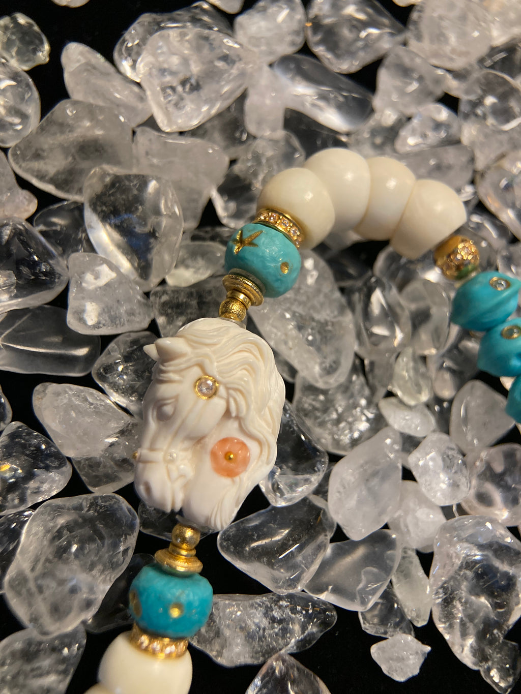 Playable Twist Chain with High-Grade Turquoise Carvings