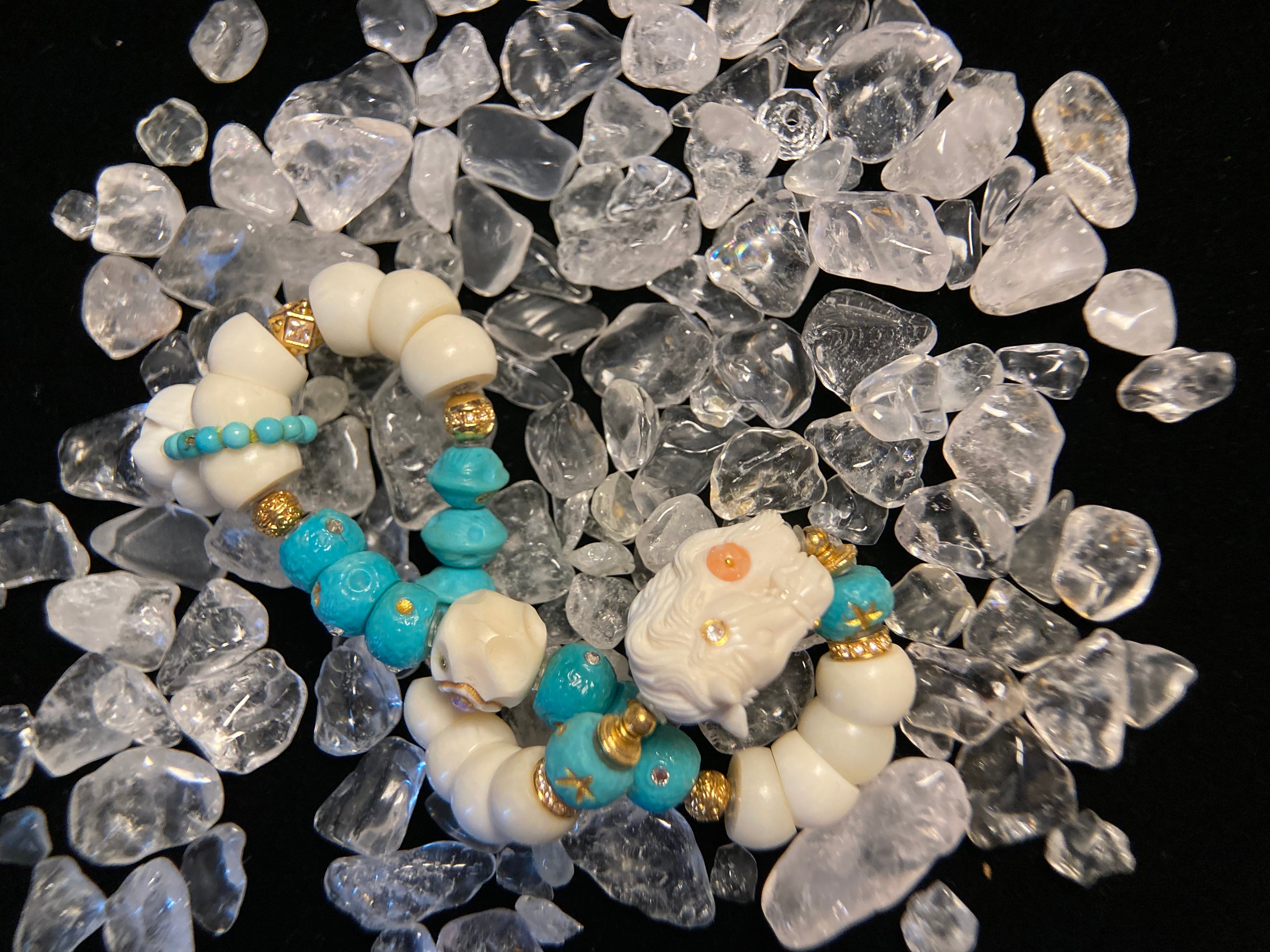 Playable Twist Chain with High-Grade Turquoise Carvings